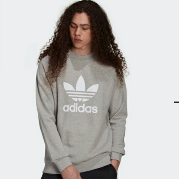 adidas Tops - 💜Adidas Adicolor Classic Trefoil Light Gray‎ Crew Sweatshirt